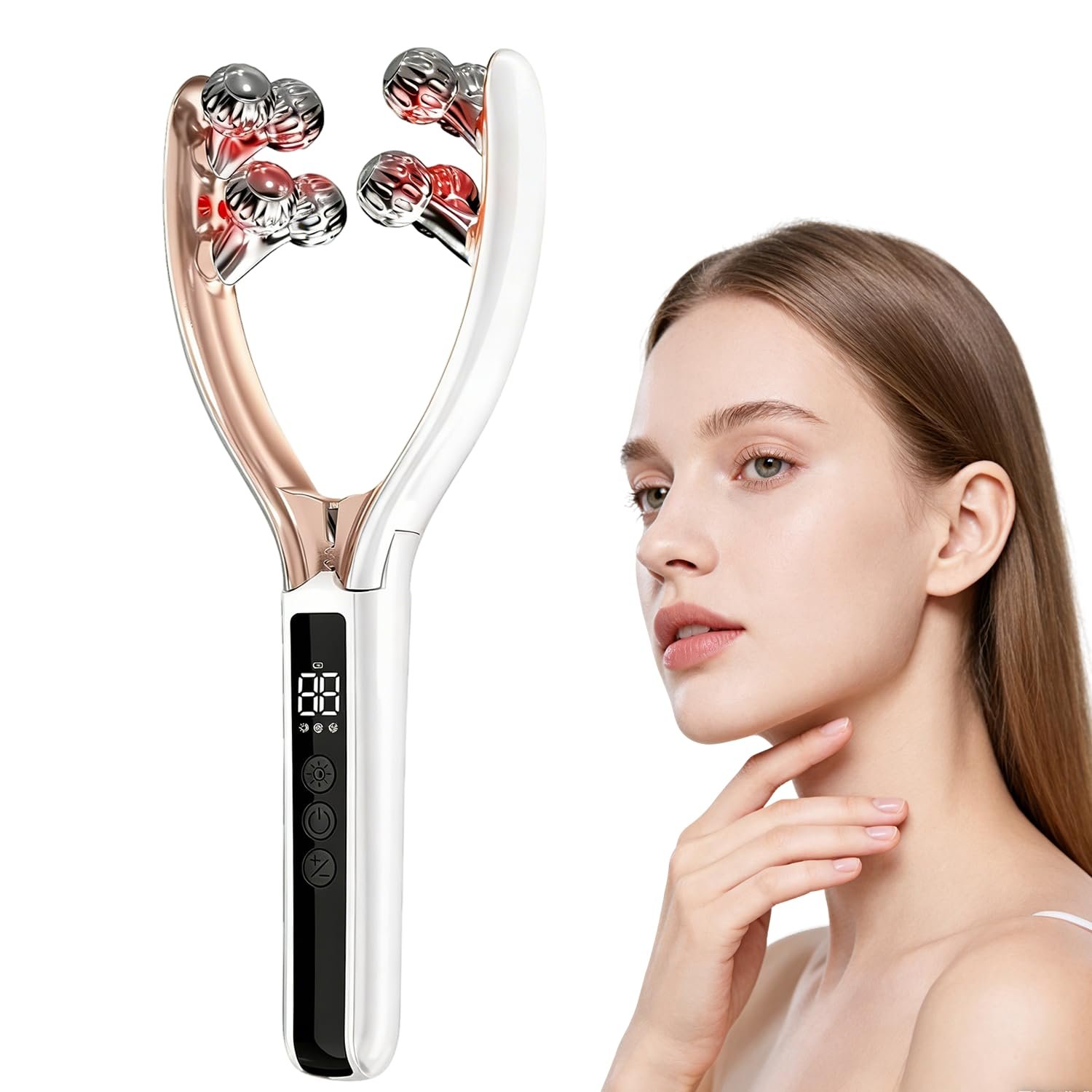 Facial Massager with 3D Roller,Lymphatic Drainage Tool for Face,Arm,Leg and Neck massage – Lymphatic Contour Face Brush Lift & Double Chin Reducer (Pearl white) Facial Massager with 3D Roller,Lymphatic Drainage Tool for Face,Arm,Leg and Neck massage – Lymphatic Contour Face Brush Lift & Double Chin Reducer (Pearl white)