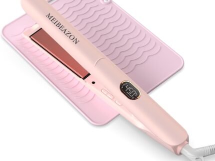 Flat Iron Hair Straightener and Curler 2 in 1, Professional 3D Floating Ceramic Plates with Dual Voltage, Negative Ion, LED Display & Auto Shut-Off for Smooth, Shiny, Frizz-Free Hair