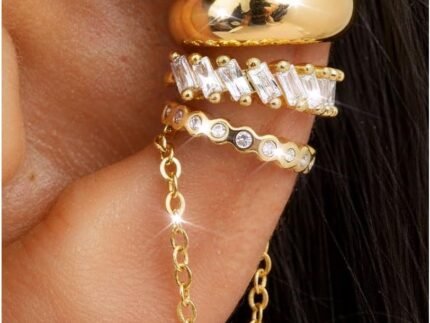 Florideco 4Pcs Ear Cuffs Non Piercing for Women 14K Gold Plated Adjustable