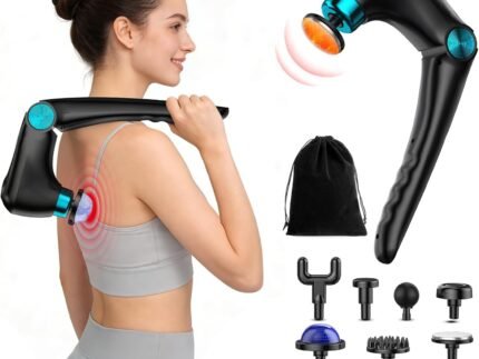 Foldable Heat Cold Massage Gun, 9 Speeds 10 Heads Cordless Handheld Percussion Massagers, Portable Electric Muscle Pain Relief Massager Gifts for Men Women Dad