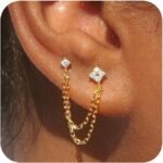 Freekiss Gold Chain Studs Earrings for Women Trendy