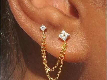 Freekiss Gold Chain Studs Earrings for Women Trendy