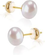 Freshwater Cultured Pearl Stud Earrings, 18K Gold Plated Sterling Silver