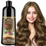 GRYFOX Light Brown Hair Dye Shampoo for Gray Coverage, 6 in 1 Color Shampoo