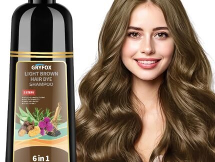 GRYFOX Light Brown Hair Dye Shampoo for Gray Coverage, 6 in 1 Color Shampoo
