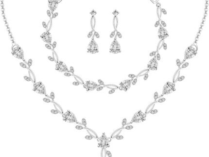 GZWHD Wedding Jewelry Sets for Bride Bridesmaid Women Cubic Zirconia Necklace Earrings Bracelet Set Gift for Mother Friend Wife Daughter Sister Party Prom Jewelry