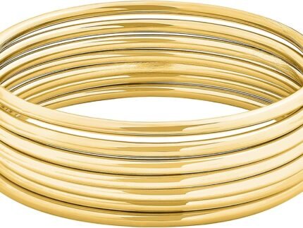 Glossy Thin Round Bangle Bracelet Set for Women, Set of 7