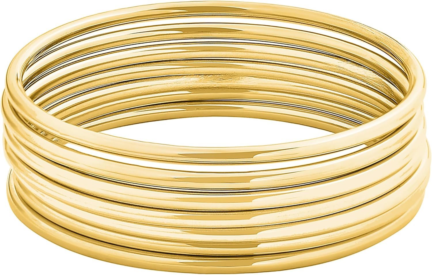 Glossy Thin Round Bangle Bracelet Set for Women, Set of 7 Glossy Thin Round Bangle Bracelet Set for Women, Set of 7