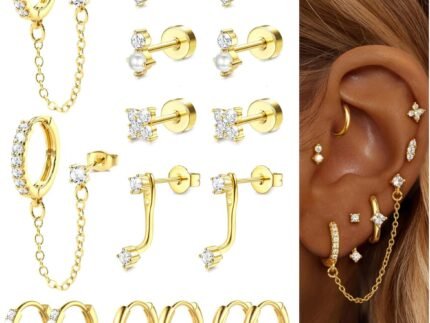 Gold Earrings for Women Flat Back Earrings Hypoallergenic Earring Stacks