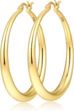 Gold Hoops Earrings for Women Hypoallergenic Chunky Non Tarnish