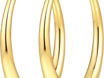 Gold Hoops Earrings for Women Hypoallergenic Chunky Non Tarnish