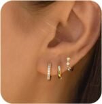 Gold Huggie Hoop Earrings Stacks,Dainty Dangle Stud Earrings Sets