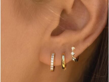 Gold Huggie Hoop Earrings Stacks,Dainty Dangle Stud Earrings Sets