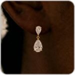 Gold Silver Dangle Earrings for Women, Dainty 14K Gold Plated Cubic Zirconia Drop Jewelry, Teardrop Bow Oval, Wedding Bridal Prom Gift