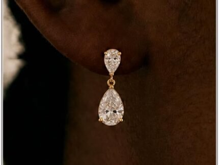 Gold Silver Dangle Earrings for Women, Dainty 14K Gold Plated Cubic Zirconia Drop Jewelry, Teardrop Bow Oval, Wedding Bridal Prom Gift