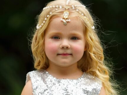 Golden Headband Princess Hair Chain For Little Girls Birthday,Wedding Party Dress Up(Style1)