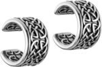 HZMAN Celtic Knot Ear Cuff Earrings for Men Women Stainless Steel No Piercing Clip On Cartilage Retro Knot Pattern Earring Jewelry Gift