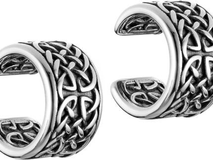 HZMAN Celtic Knot Ear Cuff Earrings for Men Women Stainless Steel No Piercing Clip On Cartilage Retro Knot Pattern Earring Jewelry Gift