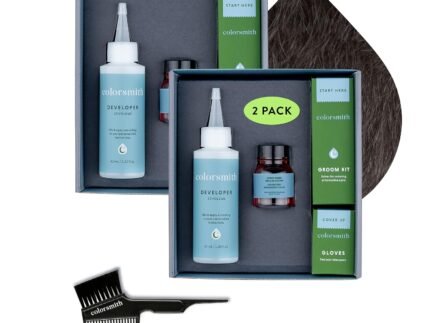 Hair & Beard Color for Full Gray Coverage 2 pack – Medium Brown – Ammonia-Free Complete Men’s At-home Beard & Hair Dye Kit, Professional-grade Permanent Hair Color (5.0)