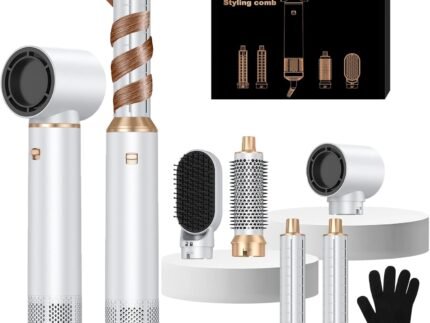 Hair Dryer Brush 5 in 1, Blow Dryer Brush Set with Air Curler Wrap Hair Styler, Negative Ionic Blow Dry Brush, Detachable Hair Tool for Curling, Volumizer,Straightener,Drying