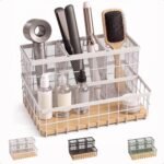 Hair Tool Organizer Countertop, Breathable Metal & Bamboo, Heat-Resistant