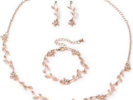 Hapibuy Crystal Necklace Earrings Bracelet Bridal Wedding Jewelry Set Rhinestone Choker Necklace For Brides Bridesmaid