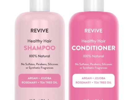 Healthy Hair Shampoo & Conditioner Set by REVIVEEO – Strengthening, Hydrating, Scalp-Nourishing, Biotin, Argan Oil