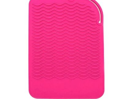 Heat Resistant Mat for Curling Iron, Flat Irons and Hair Straightener Hair Styling Tools 9″ x 6.5″, Food Grade Silicone, Pink