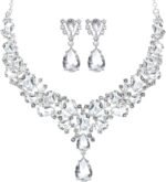 Hicarer Bridal Teardrop Cluster Crystal Jewelry Set Women