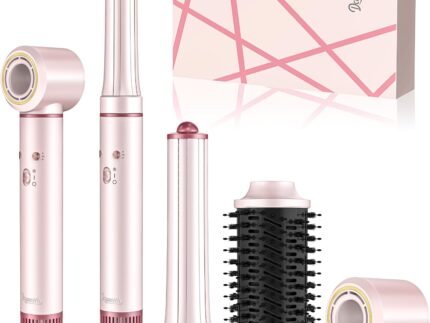 High-Speed Hair Dryer Brush, 3-in-1 Hot Air Styler with Dual-Direction Auto-Wrap Curler, 720 Million Ionic Blow Dryer Brush Fast Drying & Frizz-Free Styling,Includes Travel Bag, Pink