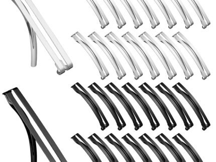 Hotop 30pcs Hair Barrettes, Open Center, Black, Silver, 2.36 x 0.39 in