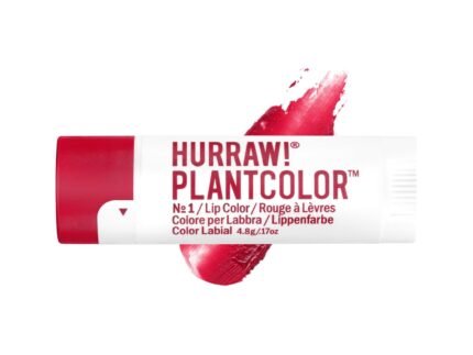 Hurraw! Plantcolor Lip Color No. 1: Red shade. Highly pigmented tinted balm and lipstick alternative. Vegan and all-natural. Easy application. Buildable. First of its kind. Made in USA