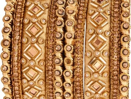I Jewels Gold Plated Indian Bollywood Wedding Handcrafted Embellishments Bangles Chuda Bangle Set for Bridal/Women