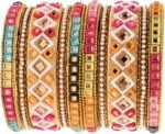 I Jewels Gold Plated Indian Bollywood Wedding Handcrafted Vibrant Multicolor Embellished Bangles Chuda Bangle Set for Bridal/Women