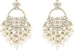 I Jewels Gold Plated Indian Wedding Bollywood Handcrafted Kundan Pearl Chandbali Dangle Earrings for Women (E3222W)