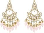 I Jewels Gold Plated Indian Wedding Bollywood Kundan Pearl Chandbali Earrings For Women (E3156)