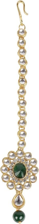 I Jewels Gold Plated Indian Wedding Bollywood Kundan & Stone Studded Maang Tikka for Women