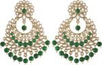 I Jewels Gold Plated With Stunning Antique Finish Ethnic Kundan & Faux Big Pearl Chandbali Earrings for Women (E2867)