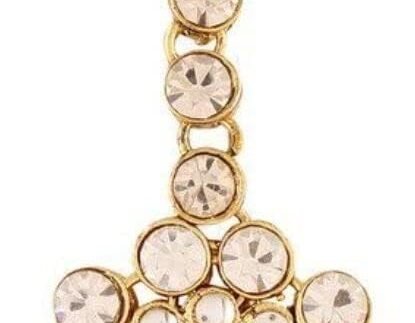 I Jewels Traditional Gold Plated Maang Tikka for Women T006W (White)