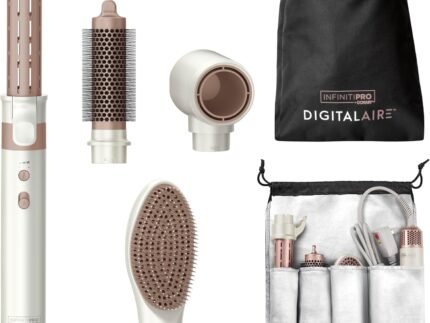 INFINITIPRO BY CONAIR DigitalAIRE Multi Hair Styler, Air Styling System for Curls, Waves, Blowouts & Volume, 4 Attachments to Personalize Your Look Plus Storage Bag, White
