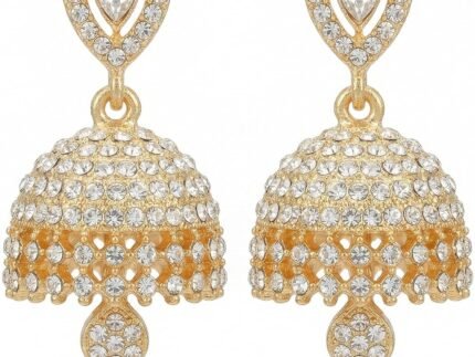 Indian Earrings Dainty Jhumka Mini Gold Jhumkas Jewelry for Women CZ Bell Teardrop Dangle Drop Earrings Vintage Bohemian Chandelier Traditional Fashion Accessories