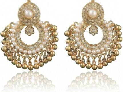 Indian Earrings for Women Vintage Gold Mini Jhumka Beaded Tassel Dangle Drop Statement Jewelry Boho Chandelier Style Festival Wedding Ethnic Accessories for Her