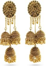 Indian Gold Oxidized Kashmiri Jhumka Earrings for Women Ethnic Antique Gold Lightweight Chandbali Tassel Earring | Birthday Gifts for Wife