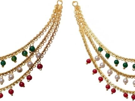 Indian Gold Pearl Ear Kaan Chain for Earrings Ethnic Tradiitonal Kaan Ear Chains for Dangle Earrings Jewelry for Women