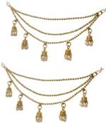 Indian Gold Pearl Kaan Chain for Earrings Ethnic Tradiitonal Kaan Chain Ghungroo for Dangle Earrings Jewelry for Women Birthday Gifts
