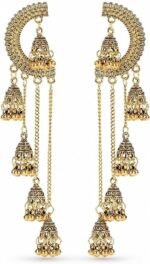 Indian Style Jhumka Earrings for Women Chandelier Tassel Dangle Ethnic Jewellery for Saree Lehenga Wedding Party Outfits