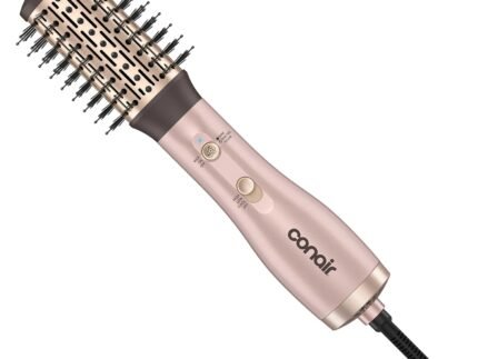 Infiniti PRO CONAIR 2″ Frizz Free Round Air Brush, Hot Brush with Titanium Ceramic Technology, Ionic Control, and Detangling Bristles for Gentle Drying and Added Shine, Rose Gold