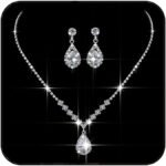 JAKAWIN Silver Jewelry Set Rhinestone Prom Wedding Necklace Earrings