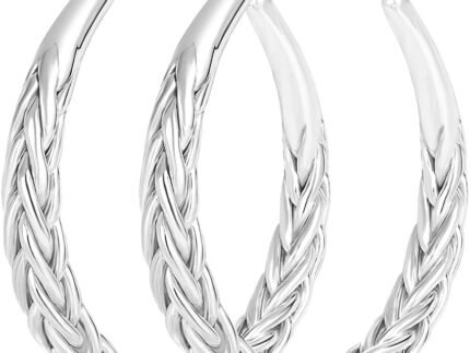 JEMARA Sterling Silver Hoop Earrings Hypoallergenic Thick Silver Earrings