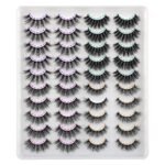 JIMIRE 20 Pairs False Eyelashes 4 Styles Mink Eyelashes Fluffy Pack 3D Volume Faux Mink Cat Eye Lashes Pack